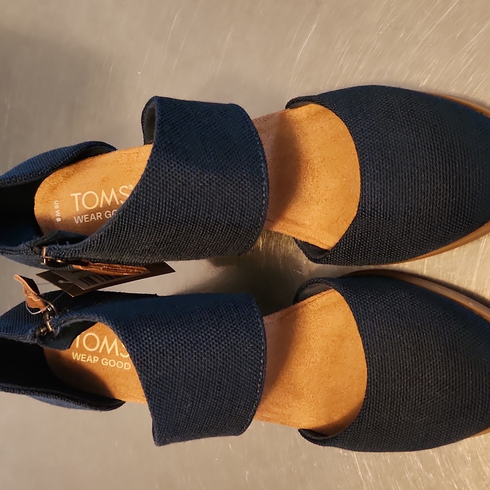 Toms Navy Blue Strappy Heels